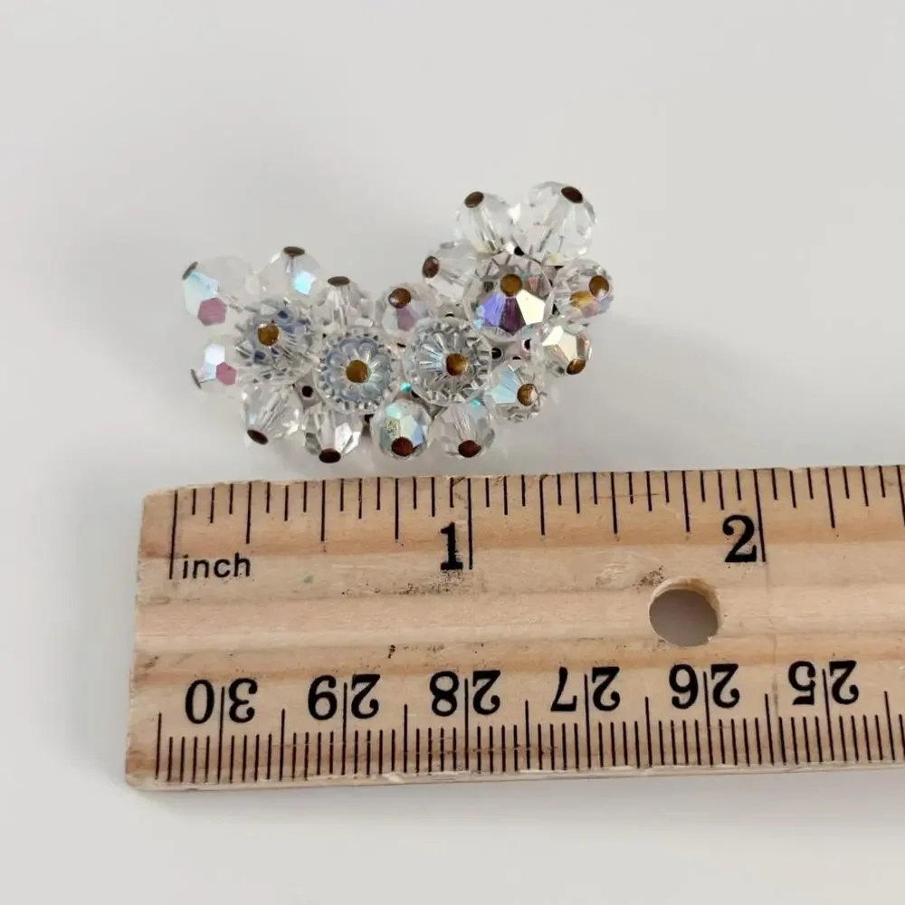 Vintage AB Crystal Climber Clip On Earrings